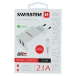 SWISSTEN SÍŤOVÝ ADAPTÉR SMART IC 2x USB 2,1A POWER + DATOVÝ KABEL USB / LIGHTNING 1,2 M