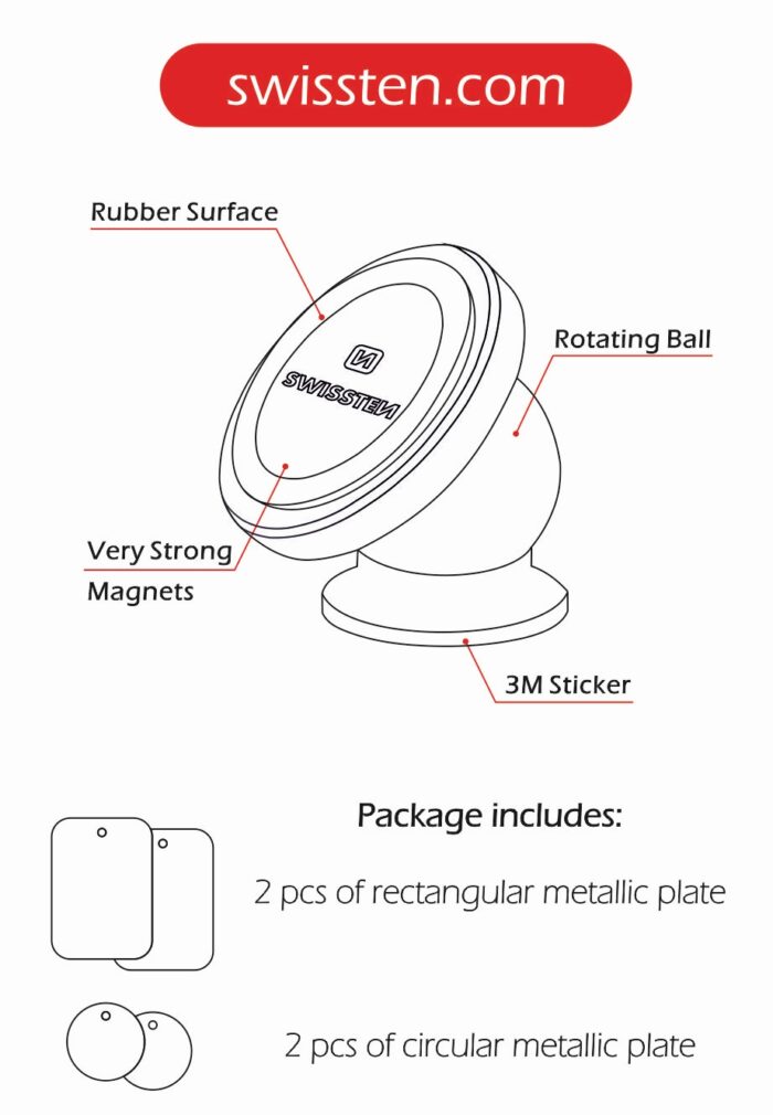 MAGNETICKÝ DRŽÁK DO AUTA SWISSTEN S-GRIP DASHBOARD M2 - Obrázek 2